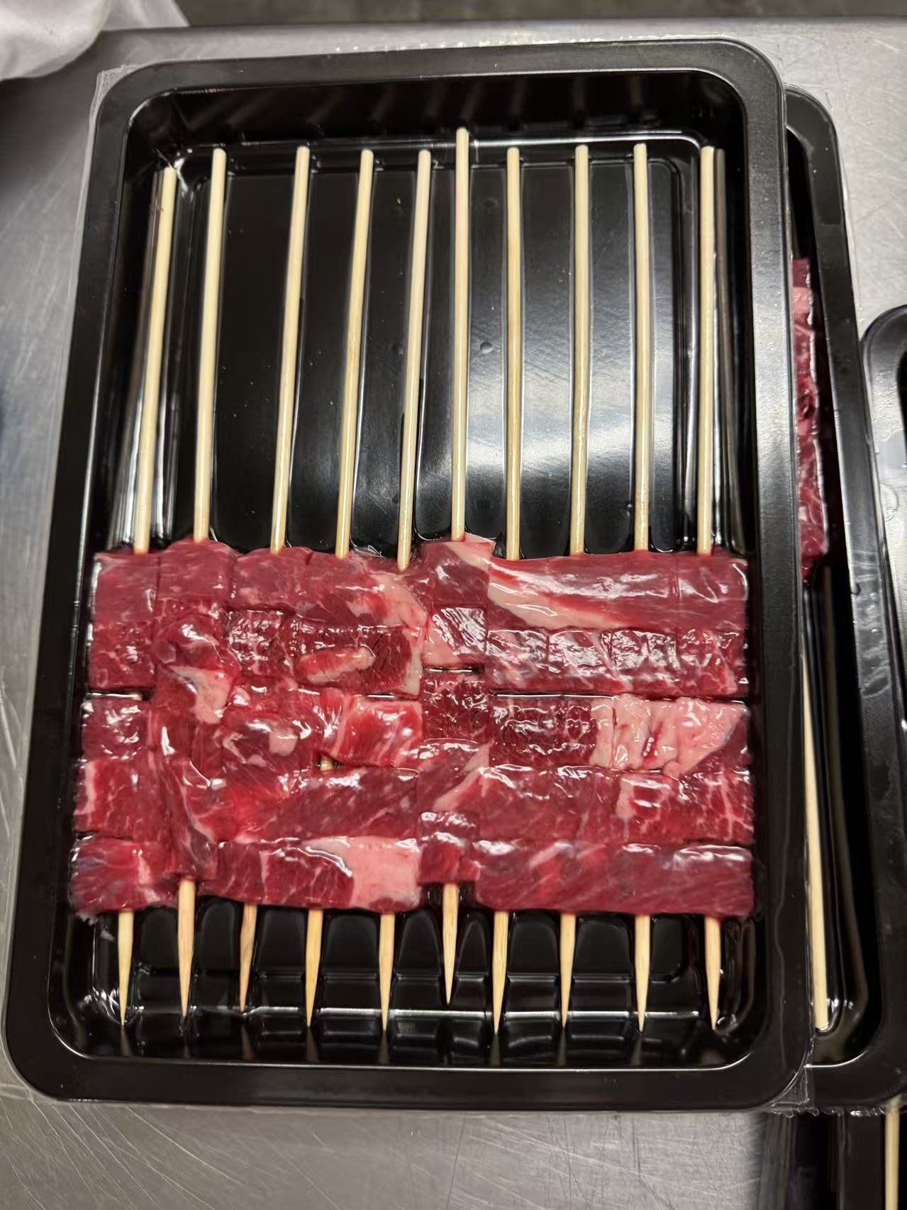 Custom prepared beef skewers